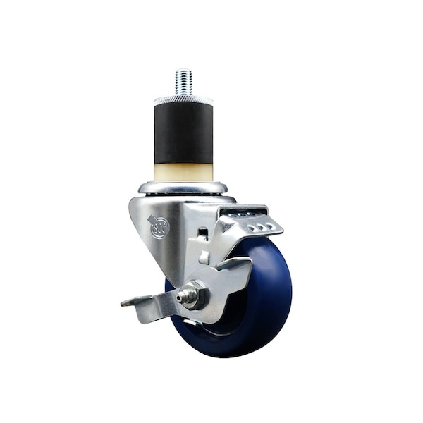 Service Caster 3'' Solid Poly Swivel 1-7/8'' Expanding Stem Caster with Brake SCC-EX20S314-SPUS-TLB-178 - main